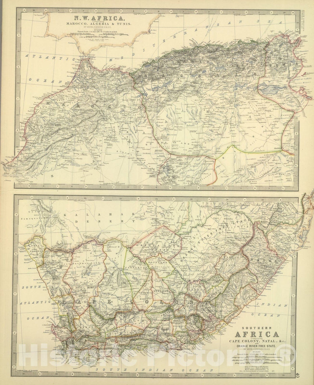 Historic Map : Northwest Africa. Southern Africa., 1879, Vintage Wall Art