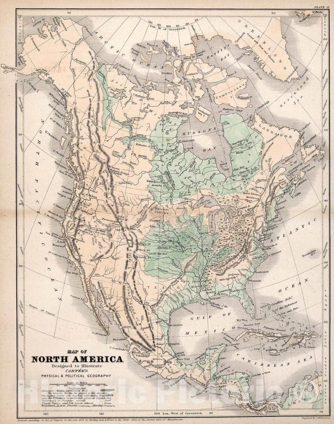 Historic Map : Map of North America, 1856, Vintage Wall Art