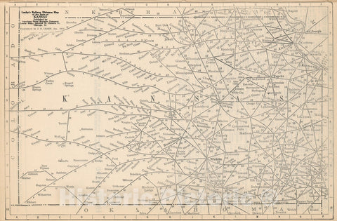 Historic Map : Railway Distance Map of the State of Kansas, 1934, Vintage Wall Art