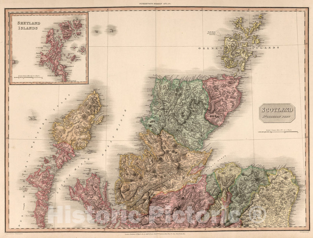 Historic Map : Scotland, northern part., 1812, Vintage Wall Art