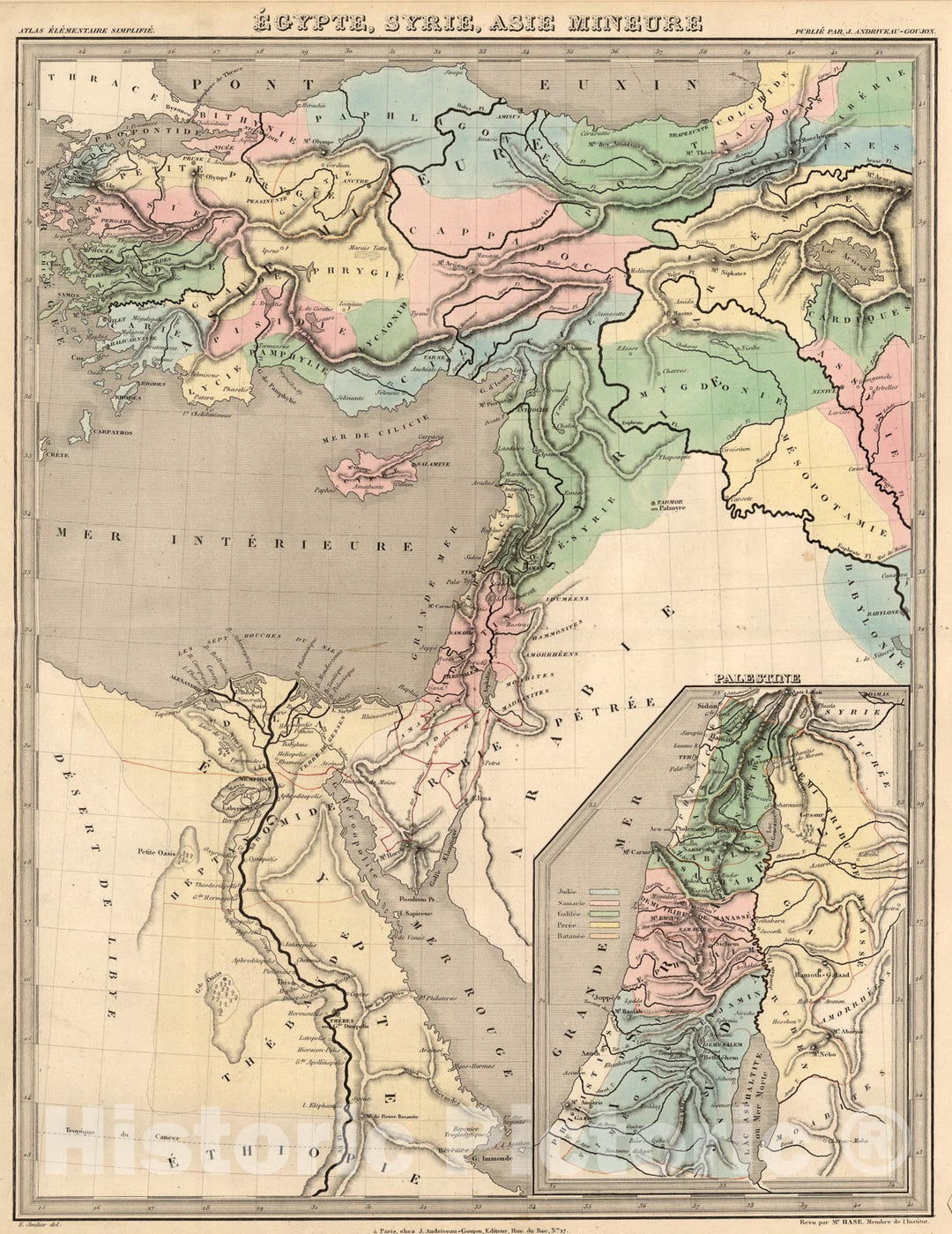 Historic Map : Egypte, Syrie, Asie Mineure., 1838, Vintage Wall Art