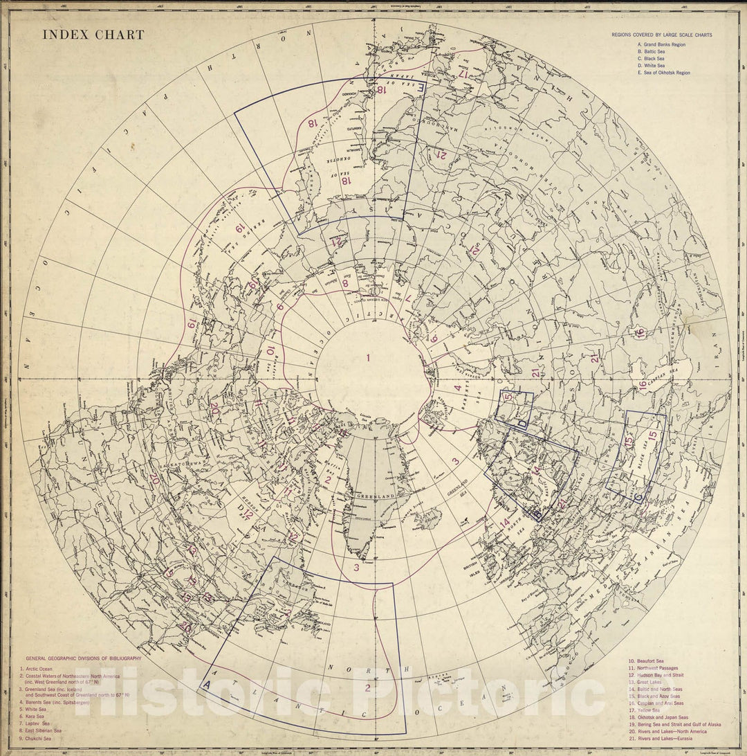 Historic Map : Index Map (Lining): Ice Atlas of the Northern Hemisphere., 1946, Vintage Wall Art