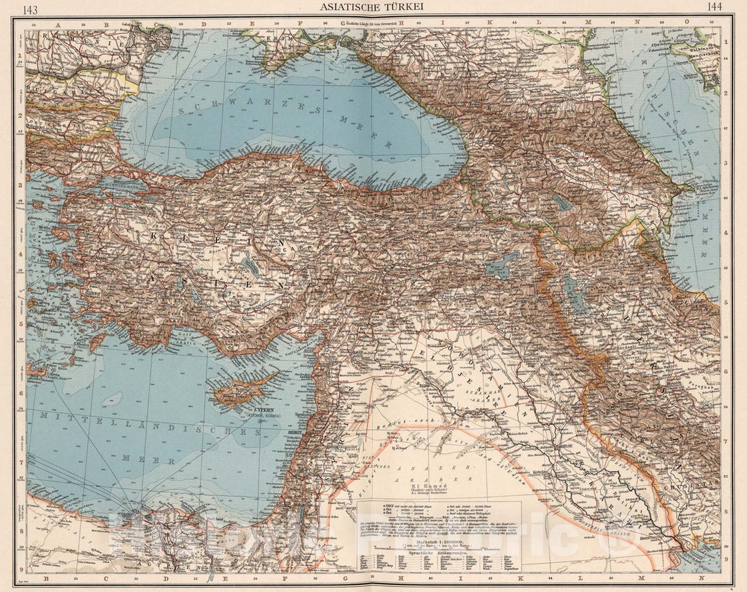 Historic Map : Asiatsche Turkei, 1905, Vintage Wall Art