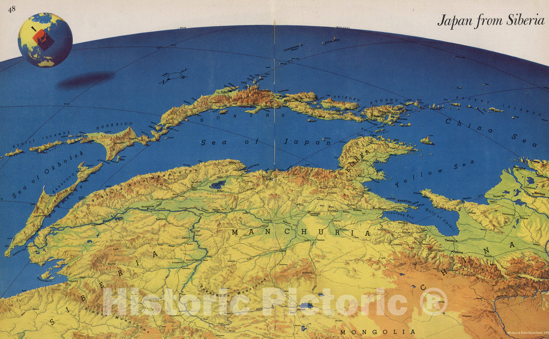 Historic Map : Japan From Siberia, 1944, Vintage Wall Art