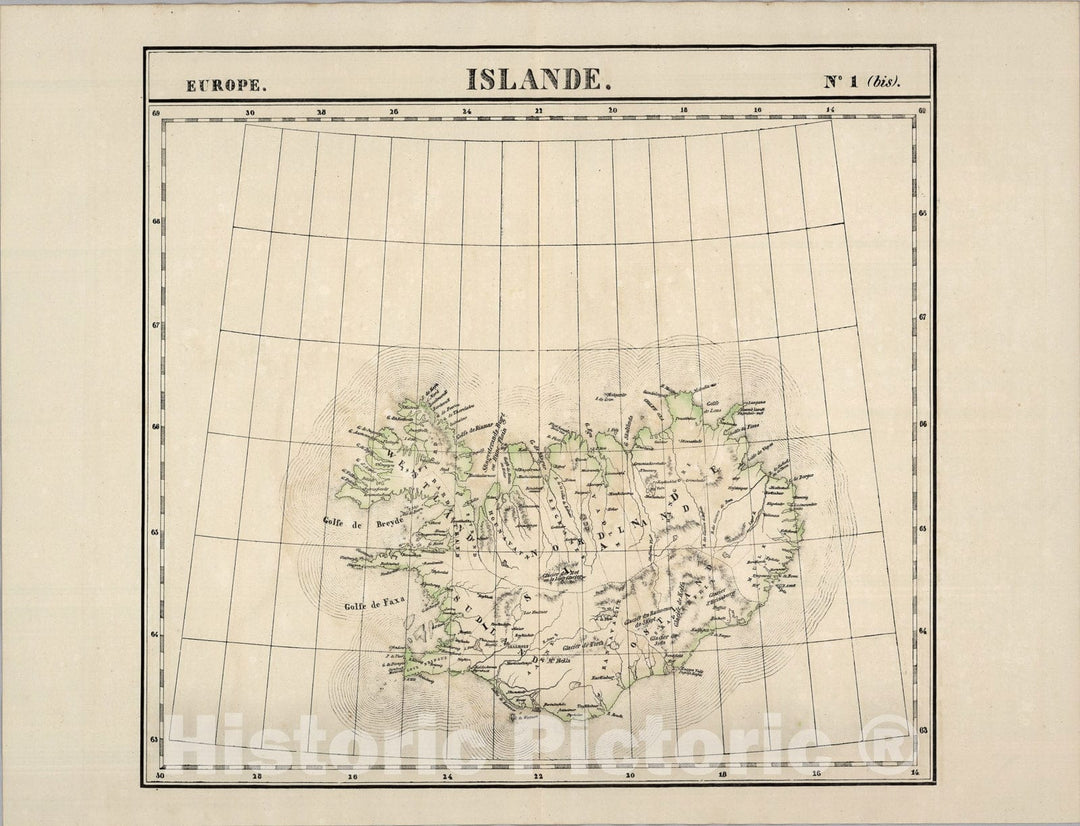 Historic Map : Islande. Europe one bis., one827, Vintage Wall Art