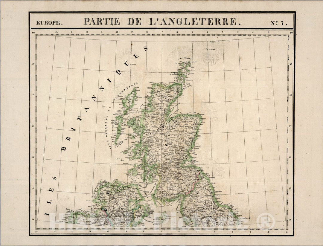 Historic Map : Partie, l'Angleterre. Europe 7., 1827, Vintage Wall Art