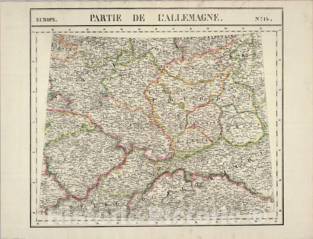 Historic Map : Partie, l'Allemagne. Europe 14., 1827, Vintage Wall Art