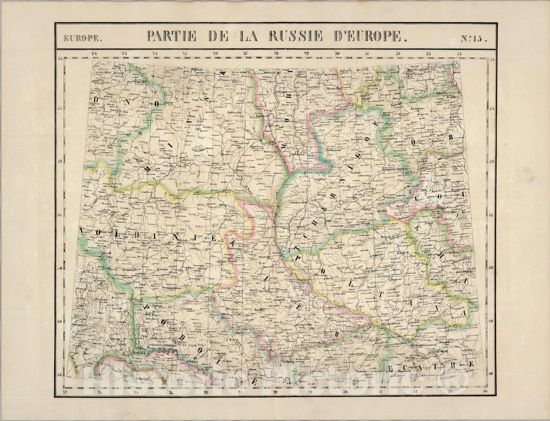 Historic Map : Partie, Russie d'Europe. Europe 15., 1827, Vintage Wall Art