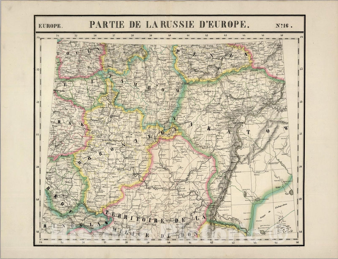 Historic Map : Partie, Russie d'Europe. Europe 16., 1827, Vintage Wall Art