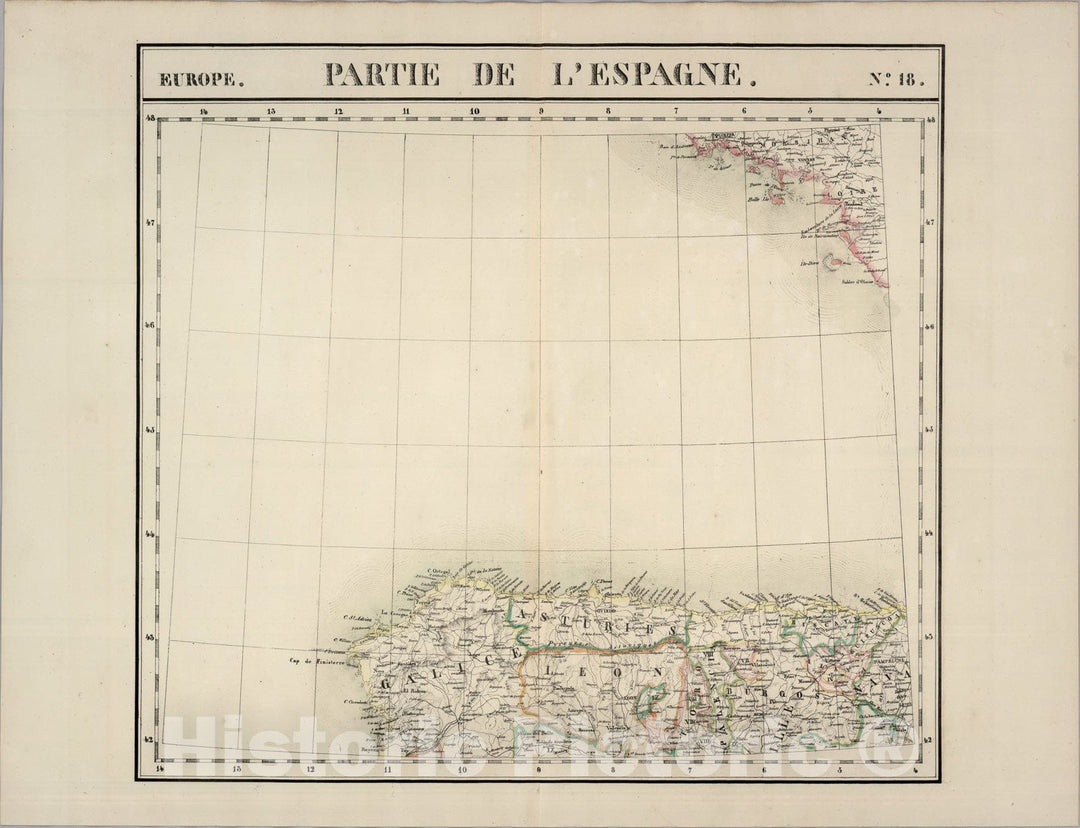 Historic Map : Partie, l'Espagne. Europe 18., 1827, Vintage Wall Art