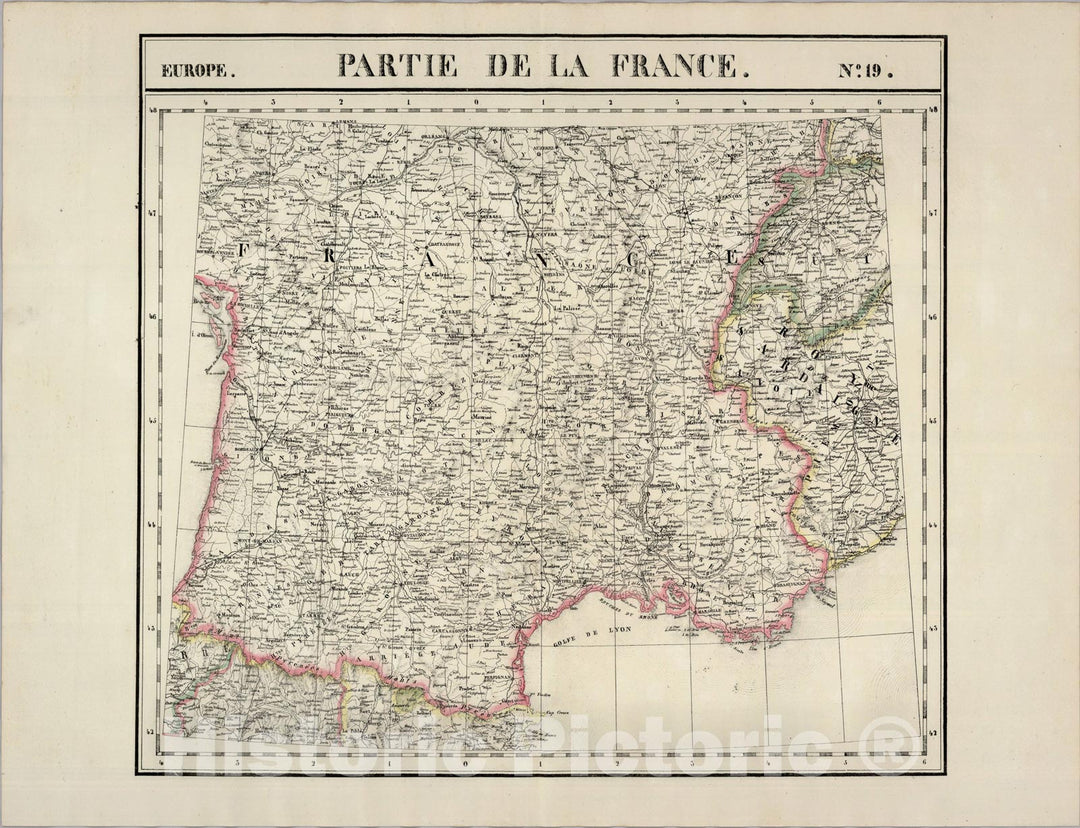 Historic Map : Partie, la France. Europe 19., 1827, Vintage Wall Art