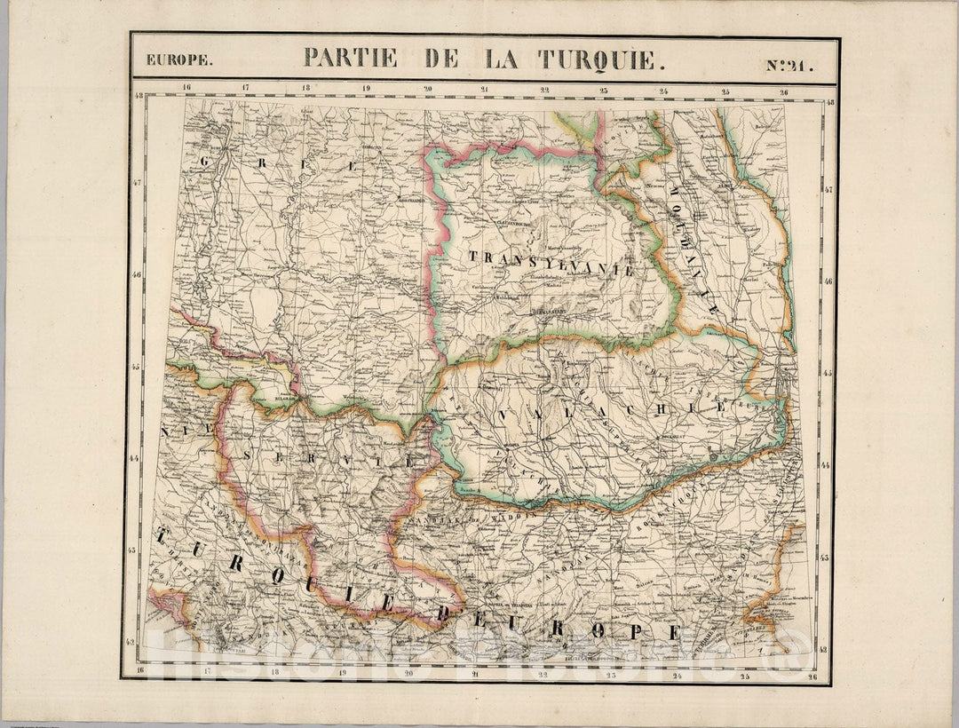 Historic Map : Partie, la Turquie. Europe 21., 1827, Vintage Wall Art