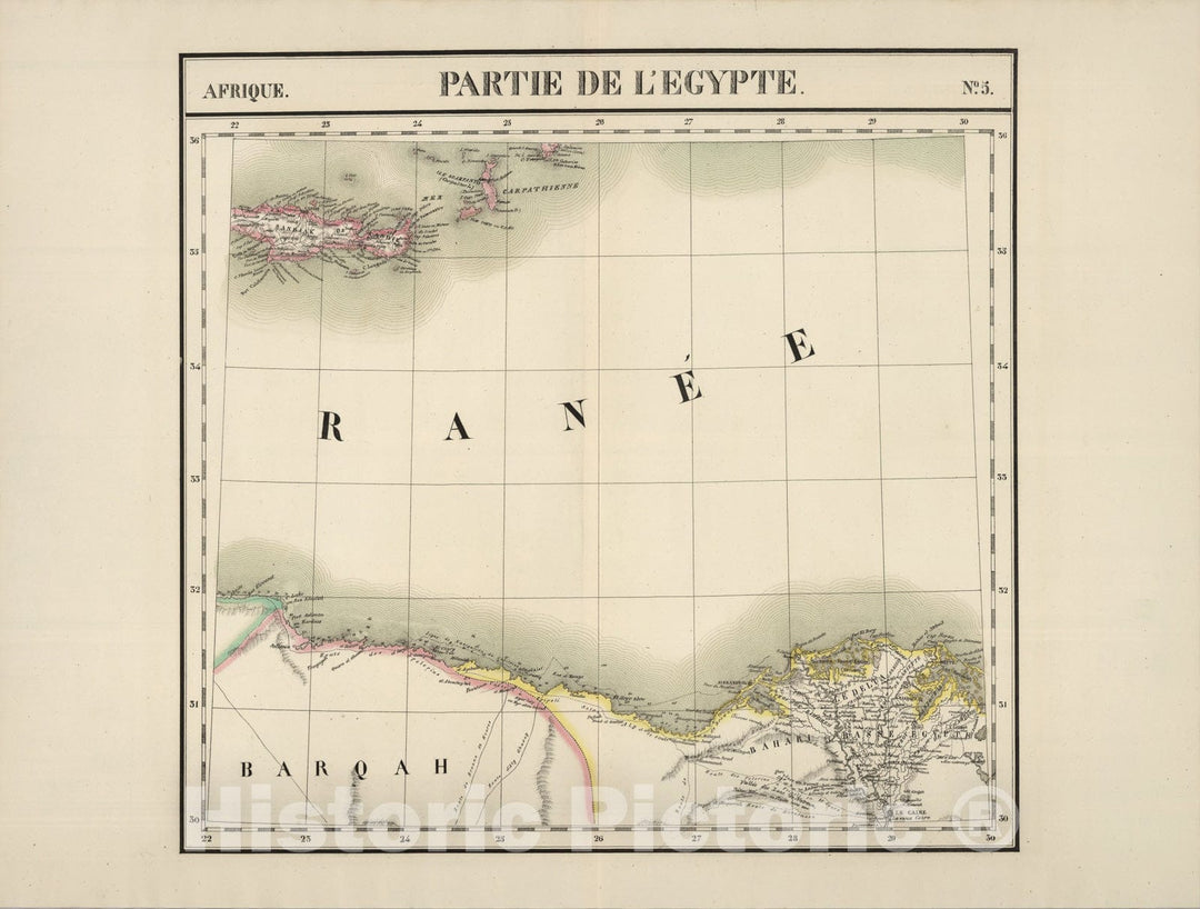 Historic Map : Partie, l'Egypte. Afrique 5., 1827, Vintage Wall Art