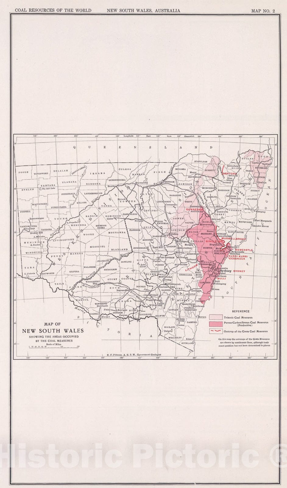 Historic Map : New South Wales, Australia. Coal Resources of the World., 1913, Vintage Wall Art