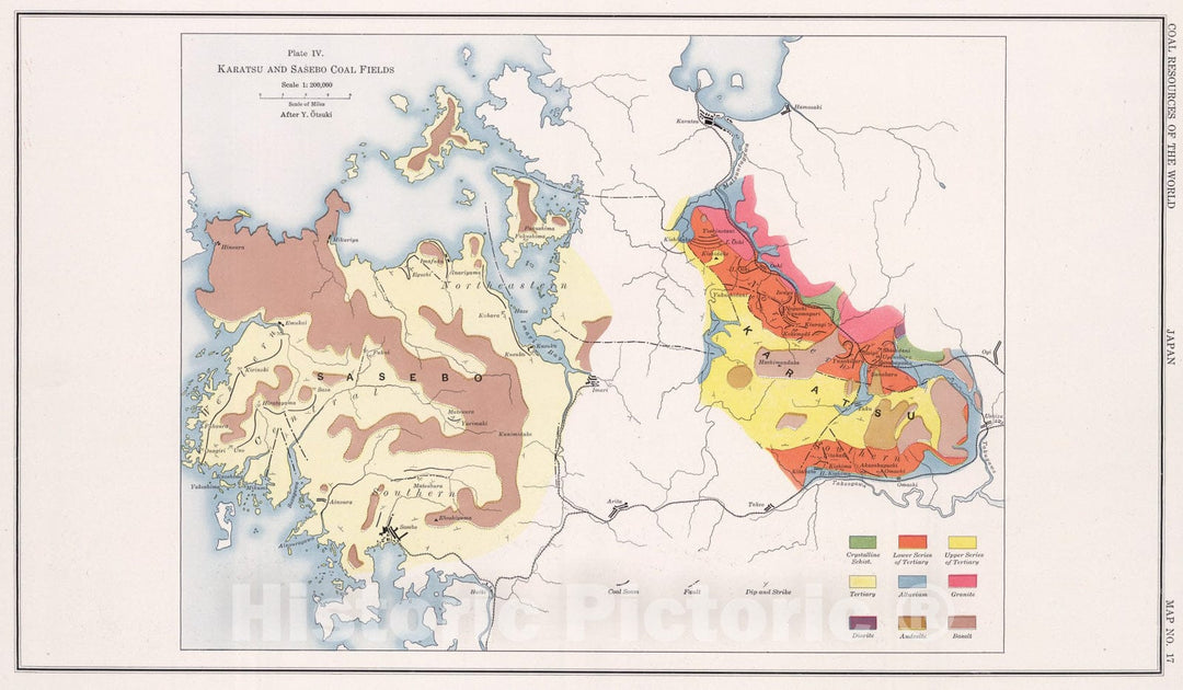 Historic Map : Karatsu and Sasebo, Japan. Coal Resources of the World., 1913, Vintage Wall Art