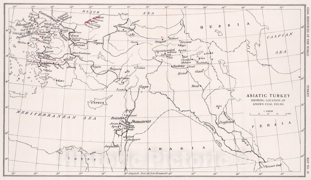 Historic Map : Asiatic Turkey. Coal Resources of the World., 1913, Vintage Wall Art