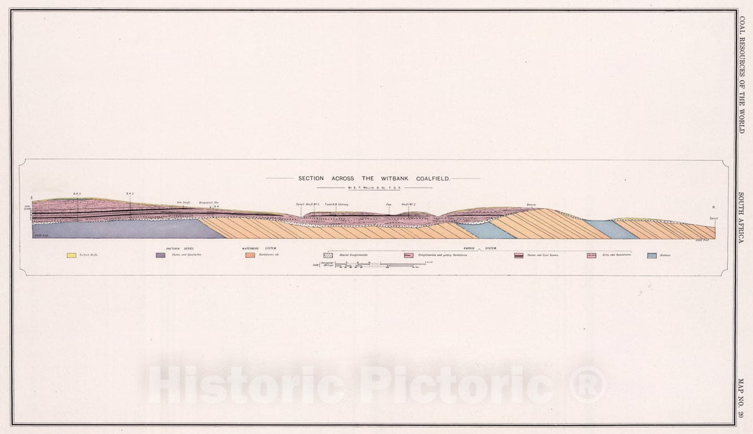 Historic Map : Witbank, South Africa. Coal Resources of the World., 1913, Vintage Wall Art