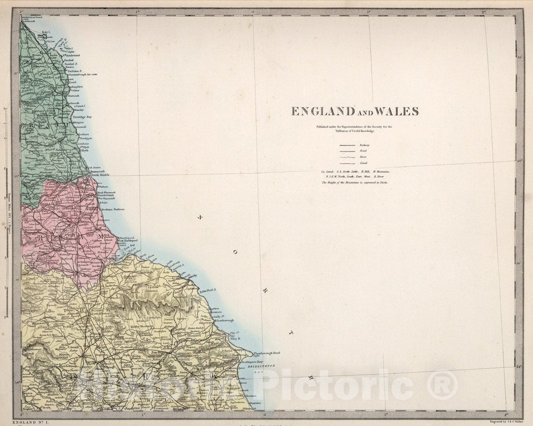 Historic Map : England and Wales. England No. 1., 1865, Vintage Wall Art