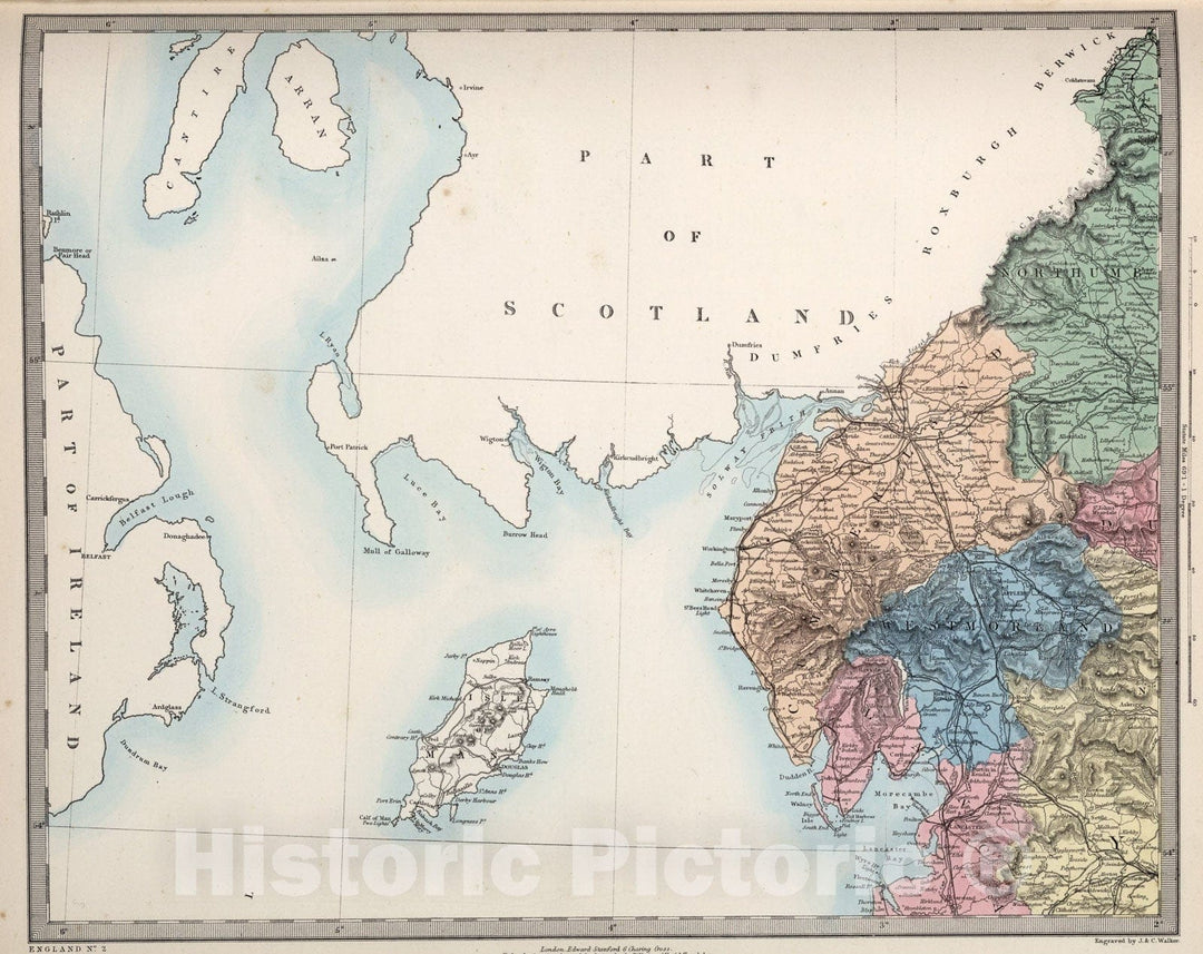 Historic Map : England and Wales. England No. 2., 1865, Vintage Wall Art