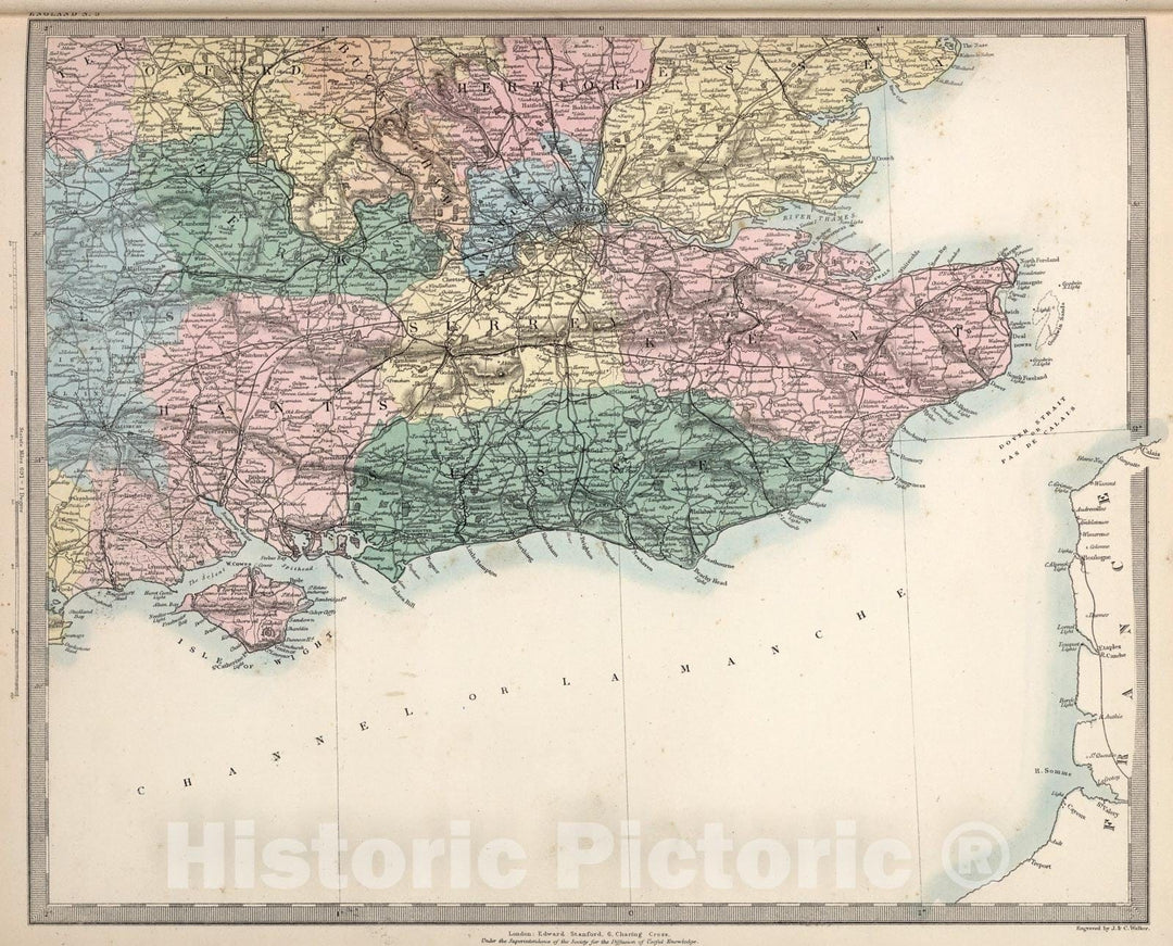 Historic Map : England and Wales. England No. 5., 1865, Vintage Wall Art