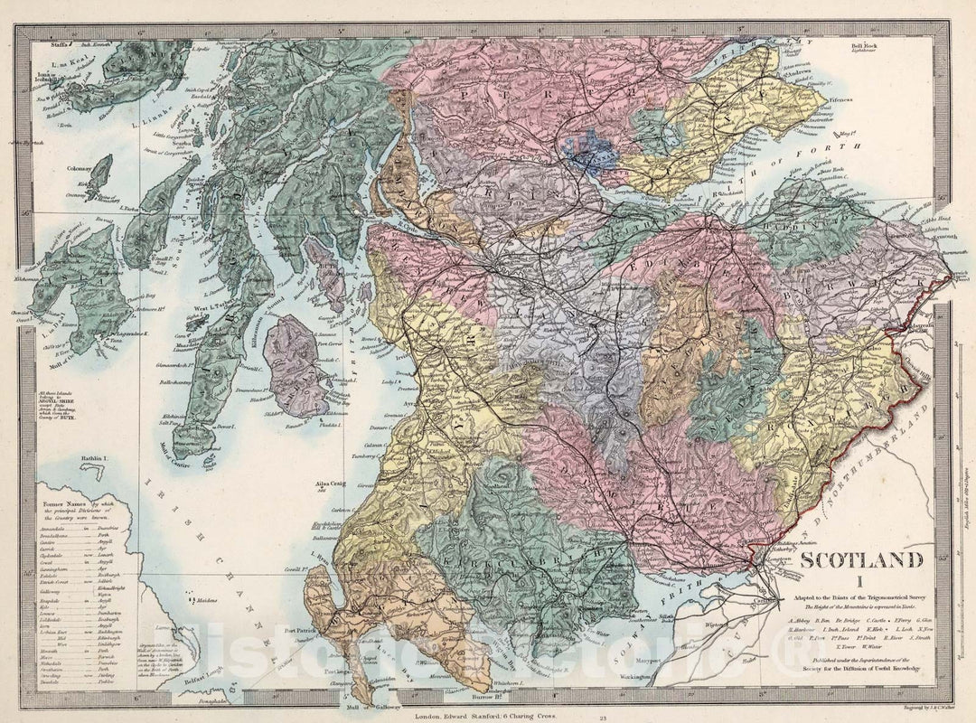 Historic Map : Scotland I., 1865, Vintage Wall Art