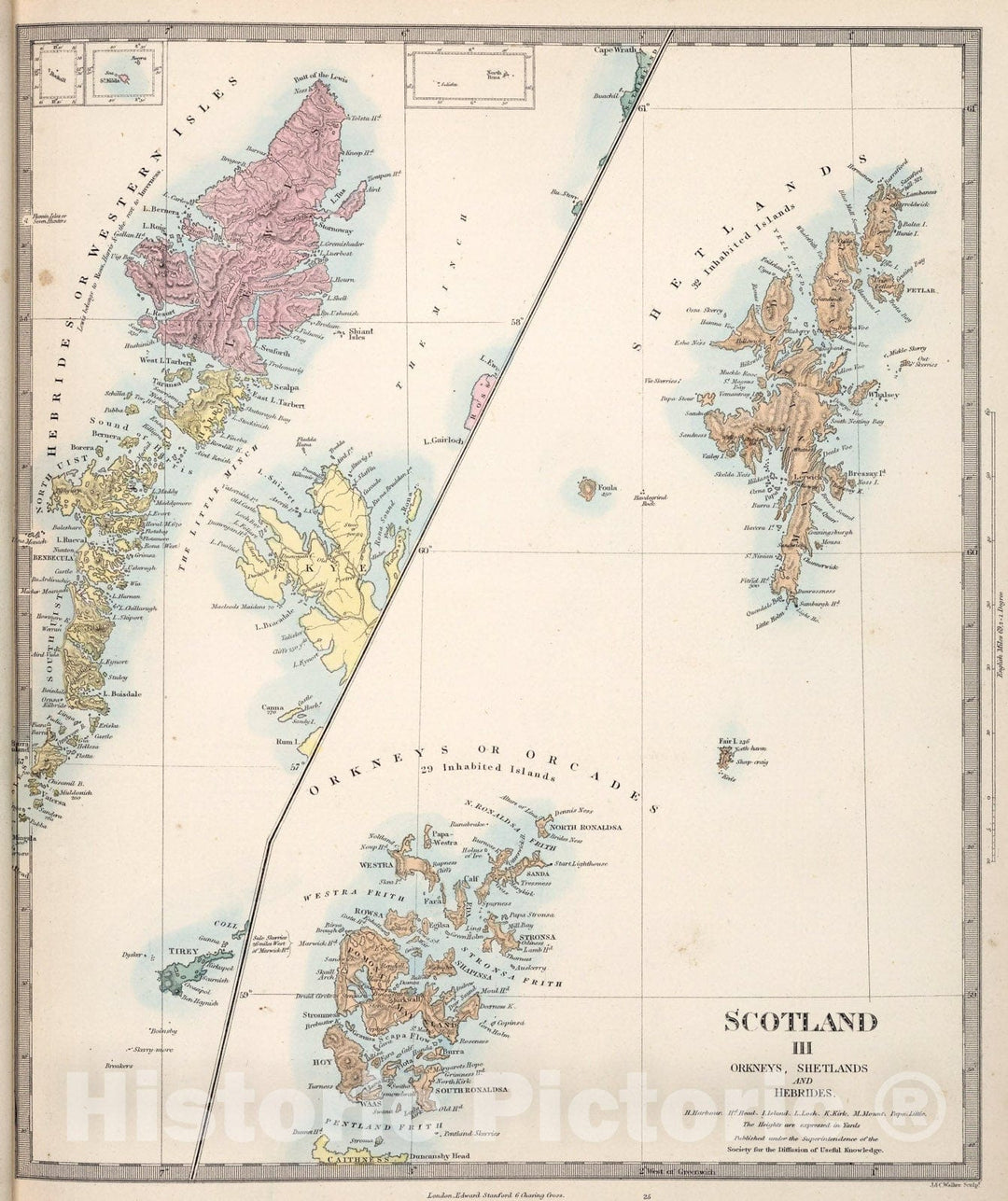 Historic Map : Scotland III. Orkneys, Shetlands. Hebrides., 1865, Vintage Wall Art