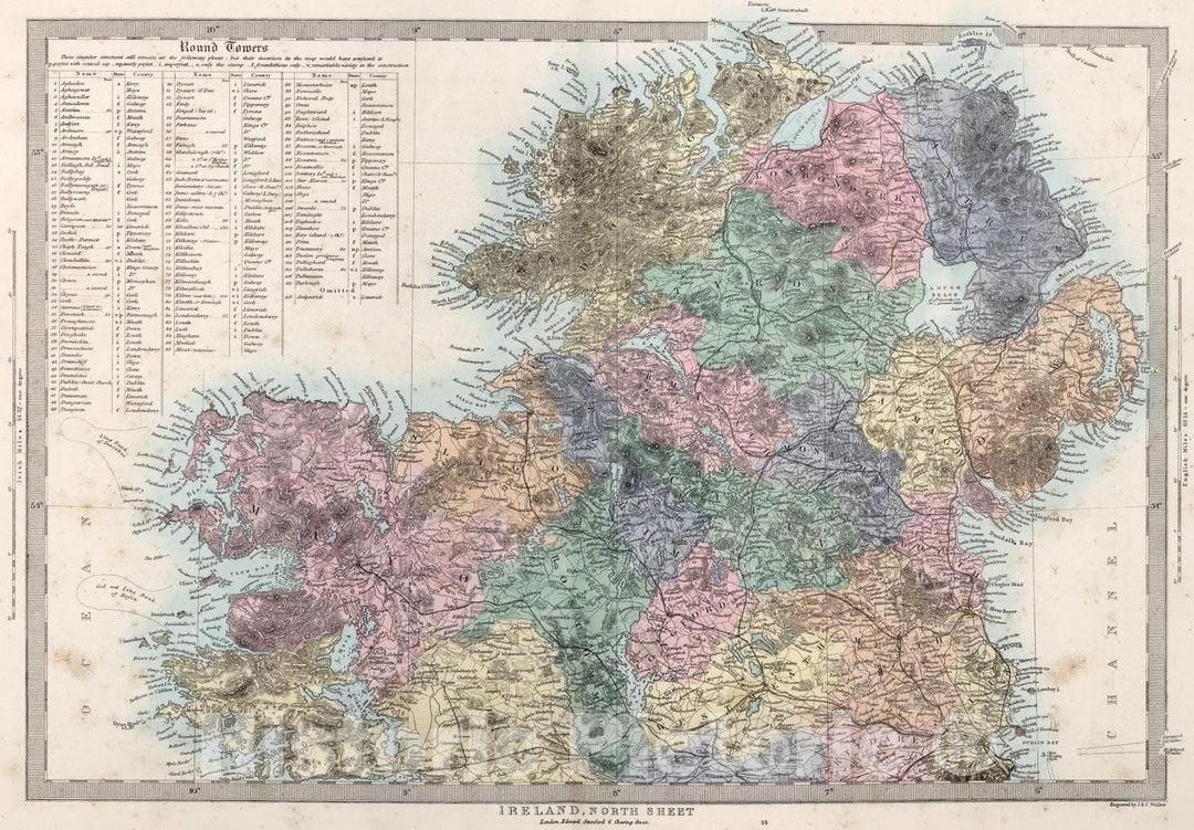 Historic Map : Ireland, North Sheet., 1865, Vintage Wall Art