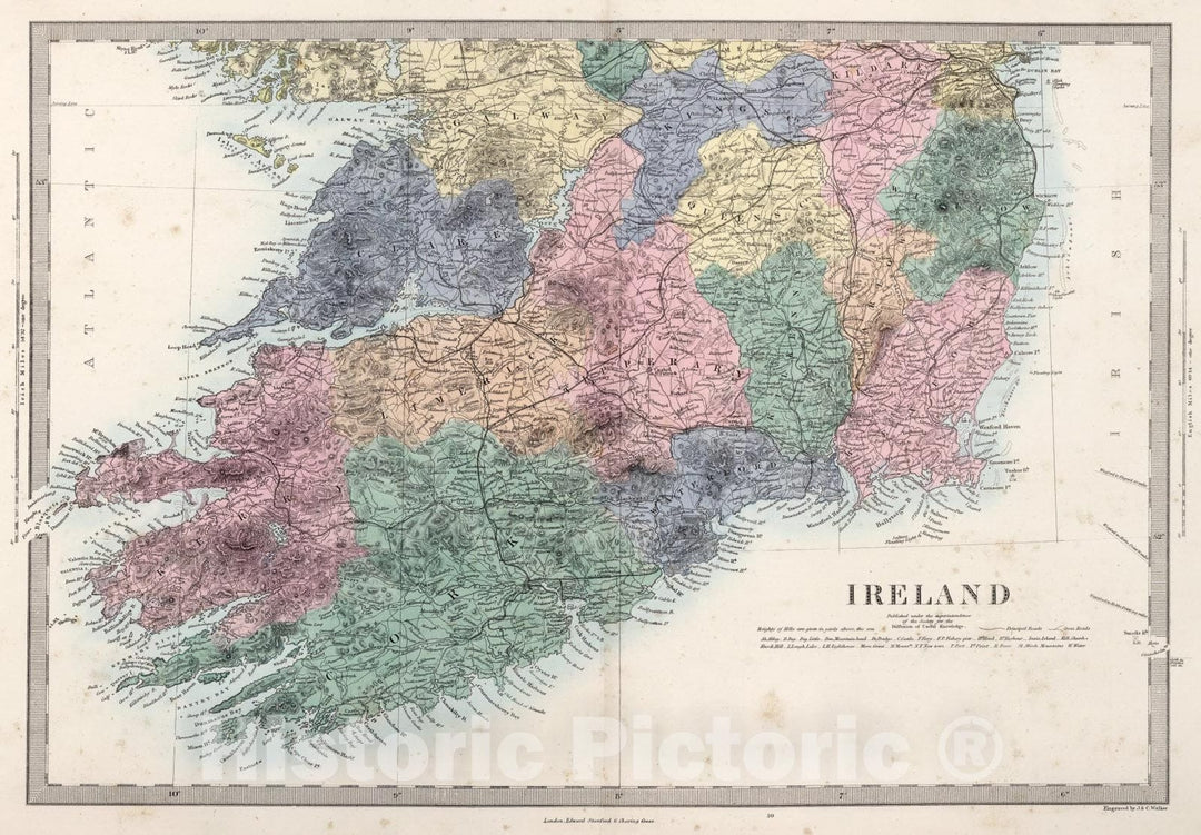 Historic Map : Ireland, (South) Sheet., 1865, Vintage Wall Art