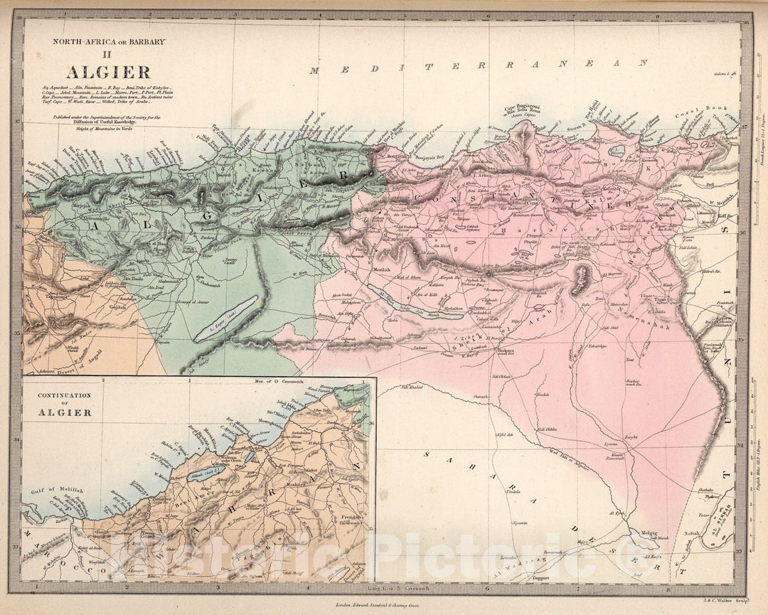 Historic Map : North Africa or Barbary II, Algier., 1865, Vintage Wall Art