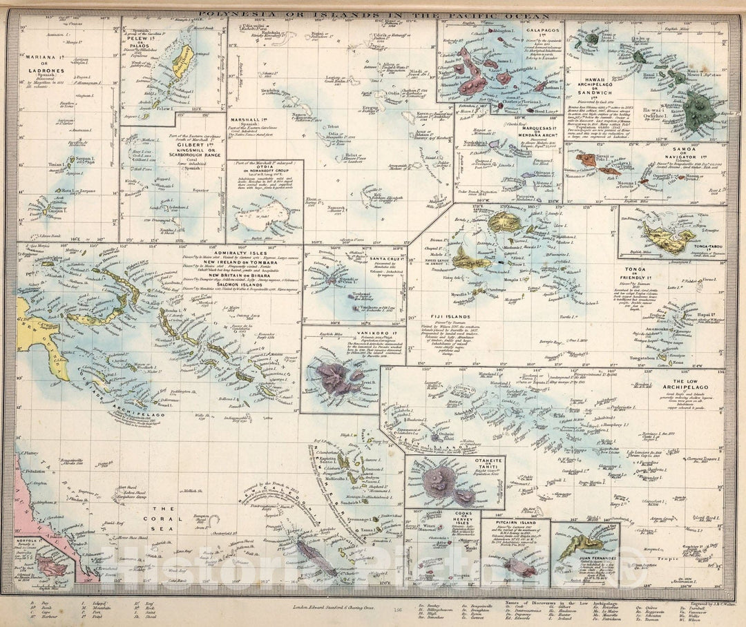 Historic Map : Polynesia or Islands in the Pacific Ocean., 1865, Vintage Wall Art