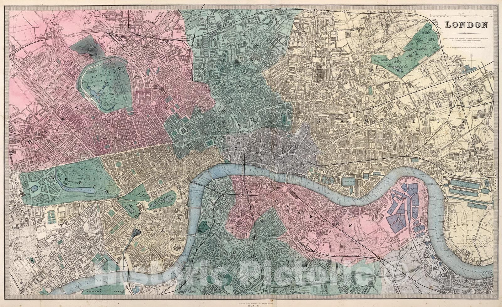 Historic Map : London., 1865, Vintage Wall Art