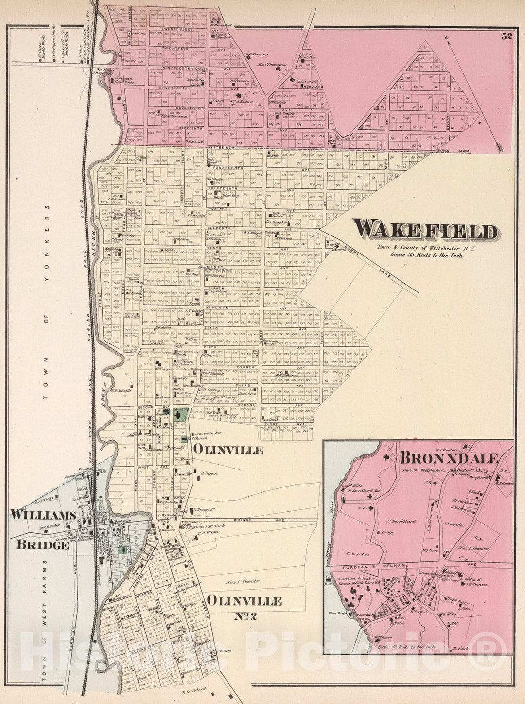 Historic Map : Wakefield, New York. (inset) Bronxdale., 1872, Vintage Wall Art