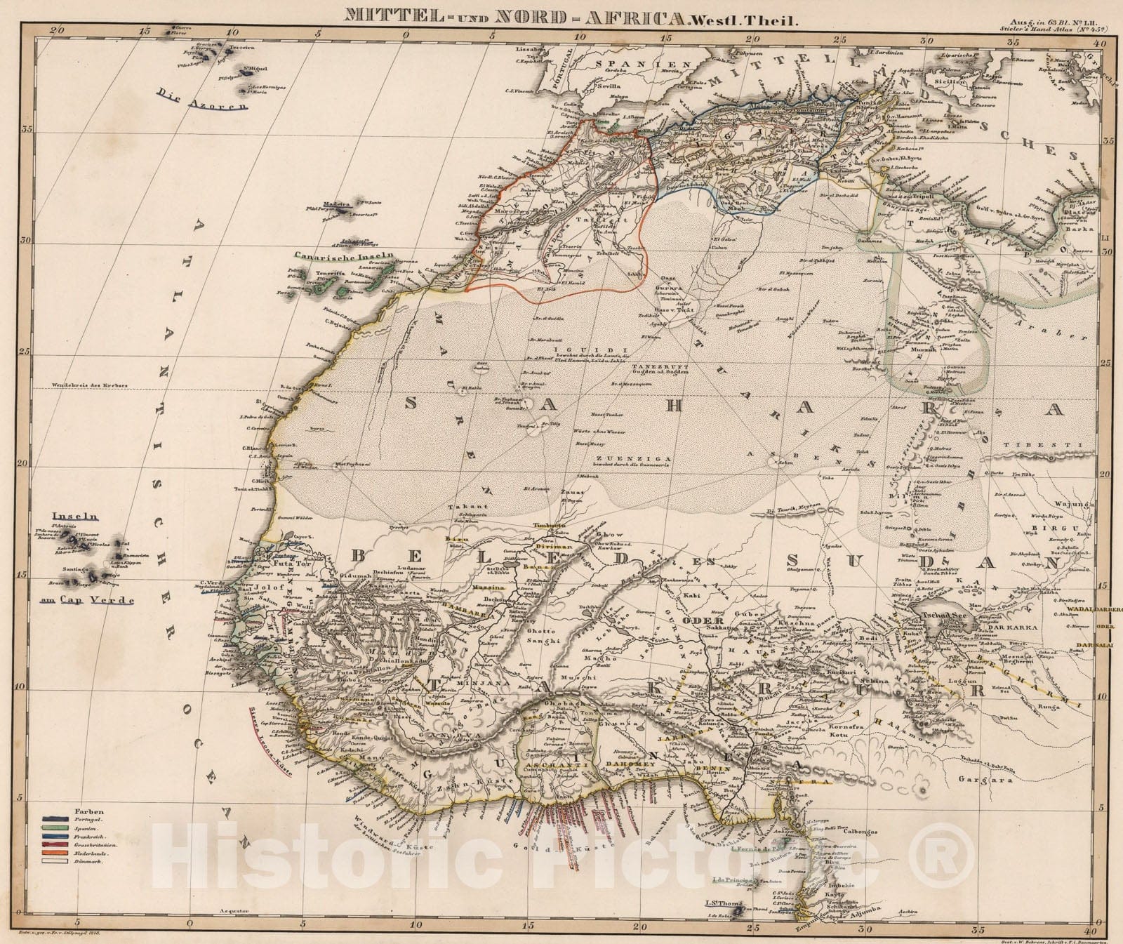 Historic Map : Mittel - und Nord-Afrika. (West and Central Africa)., 1848, Vintage Wall Art