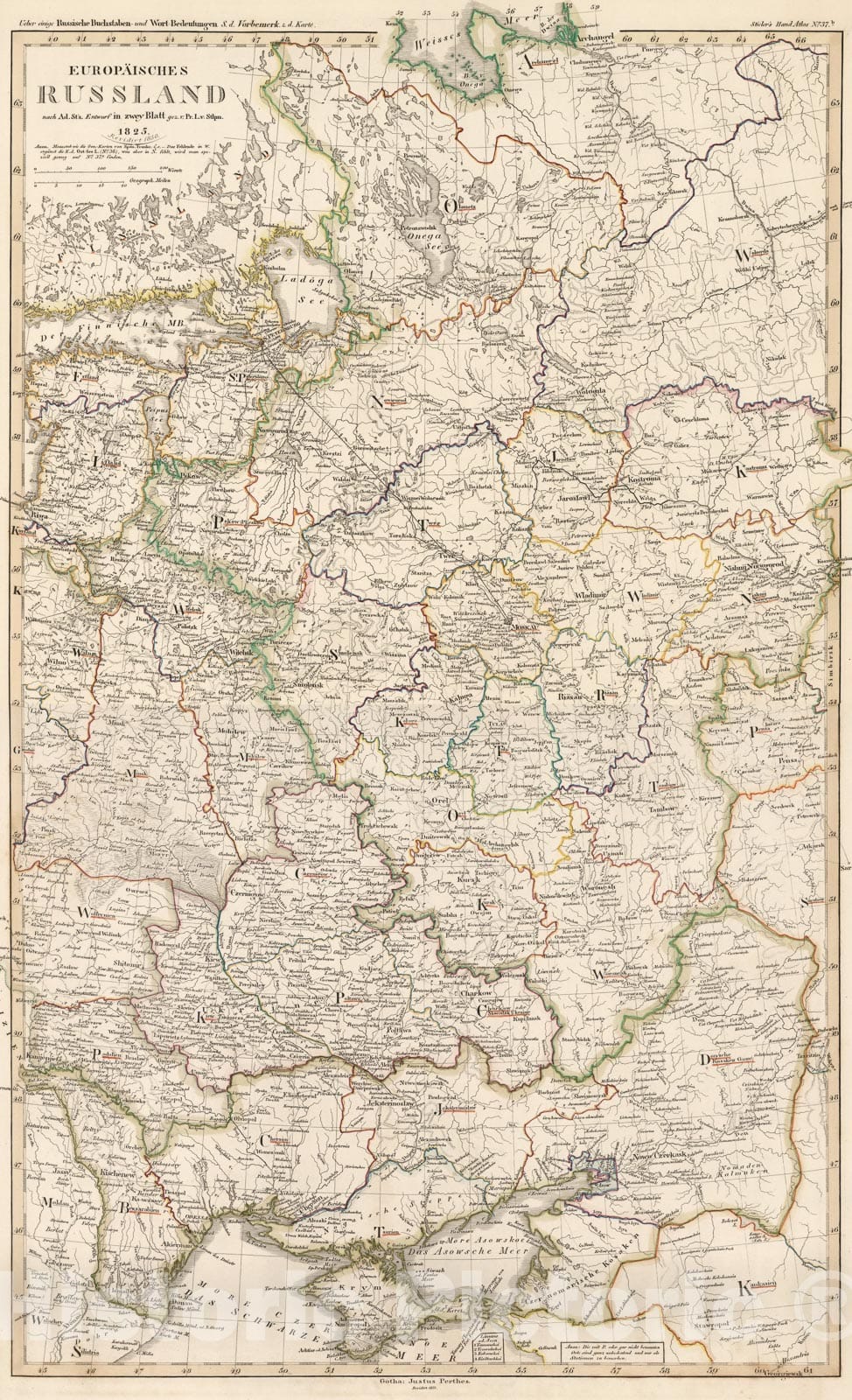 Historic Map : Composite: Europaisches Russland (Russia in Europe)., 1851, Vintage Wall Art