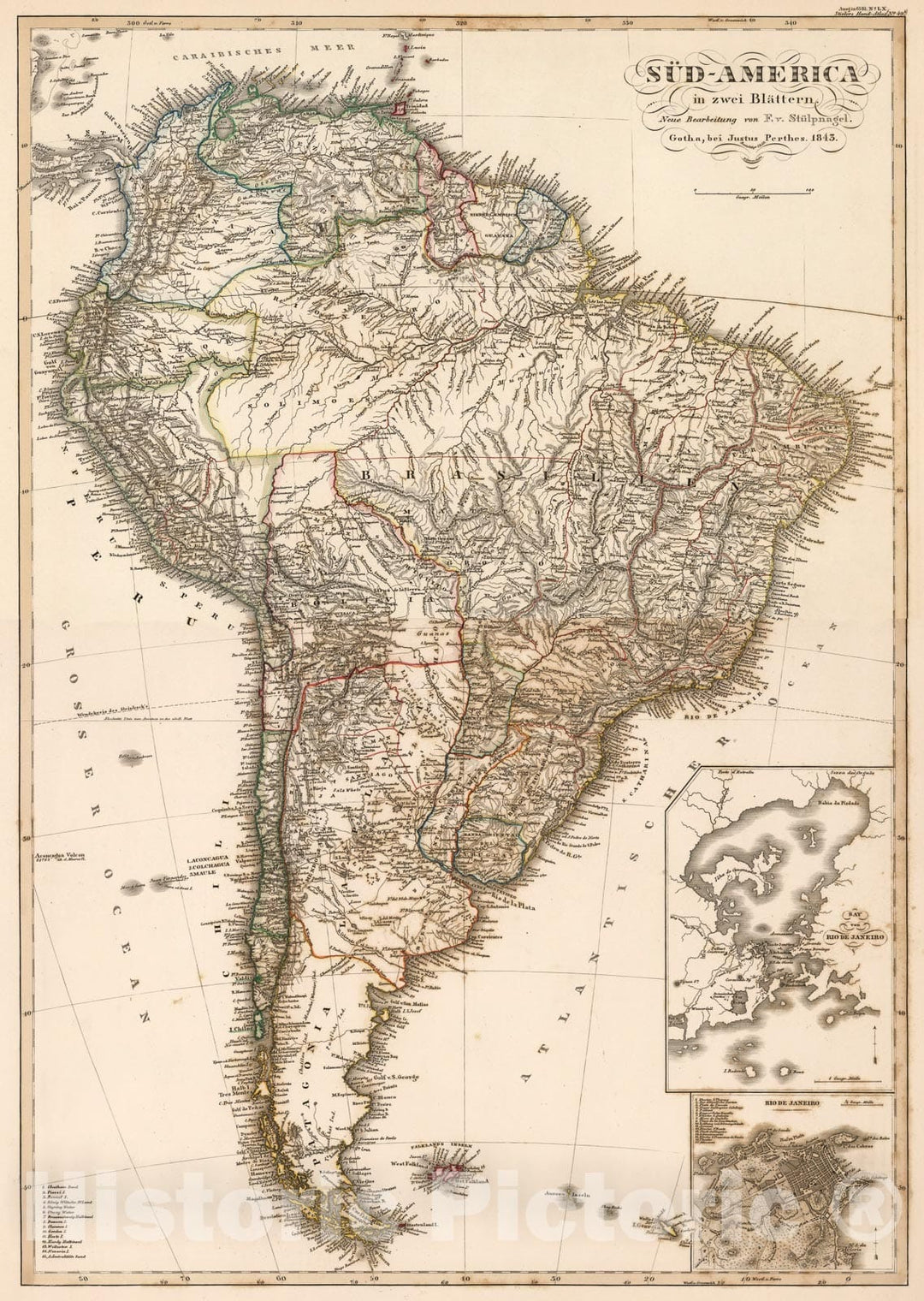 Historic Map : Composite: Sud-Amerika. (South America)., 1850, Vintage Wall Art