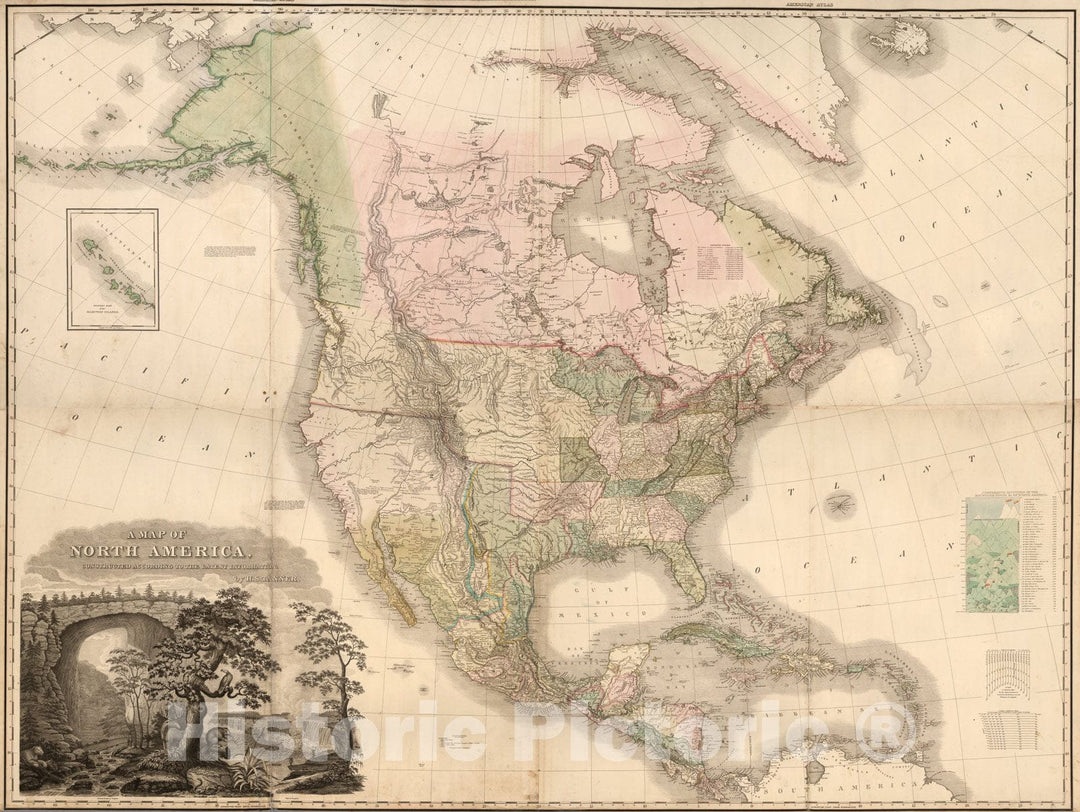 Historic Map : Composite: North America., 1823, Vintage Wall Art