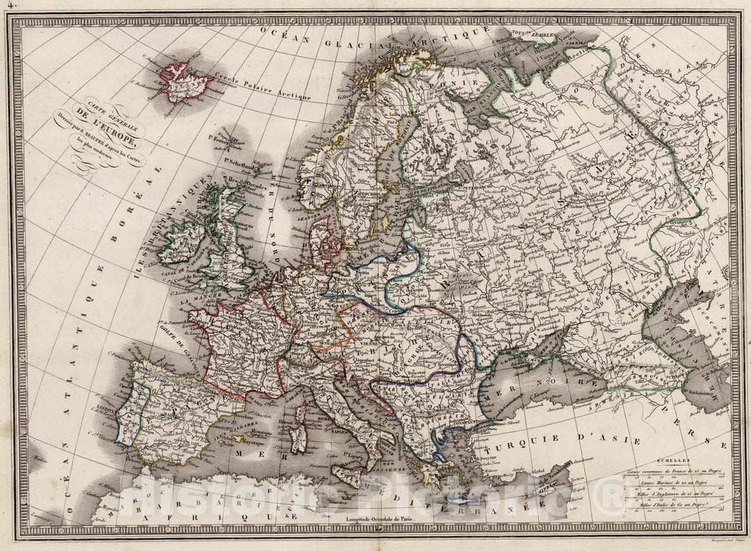 Historic Map : Europe, 1839, Vintage Wall Art