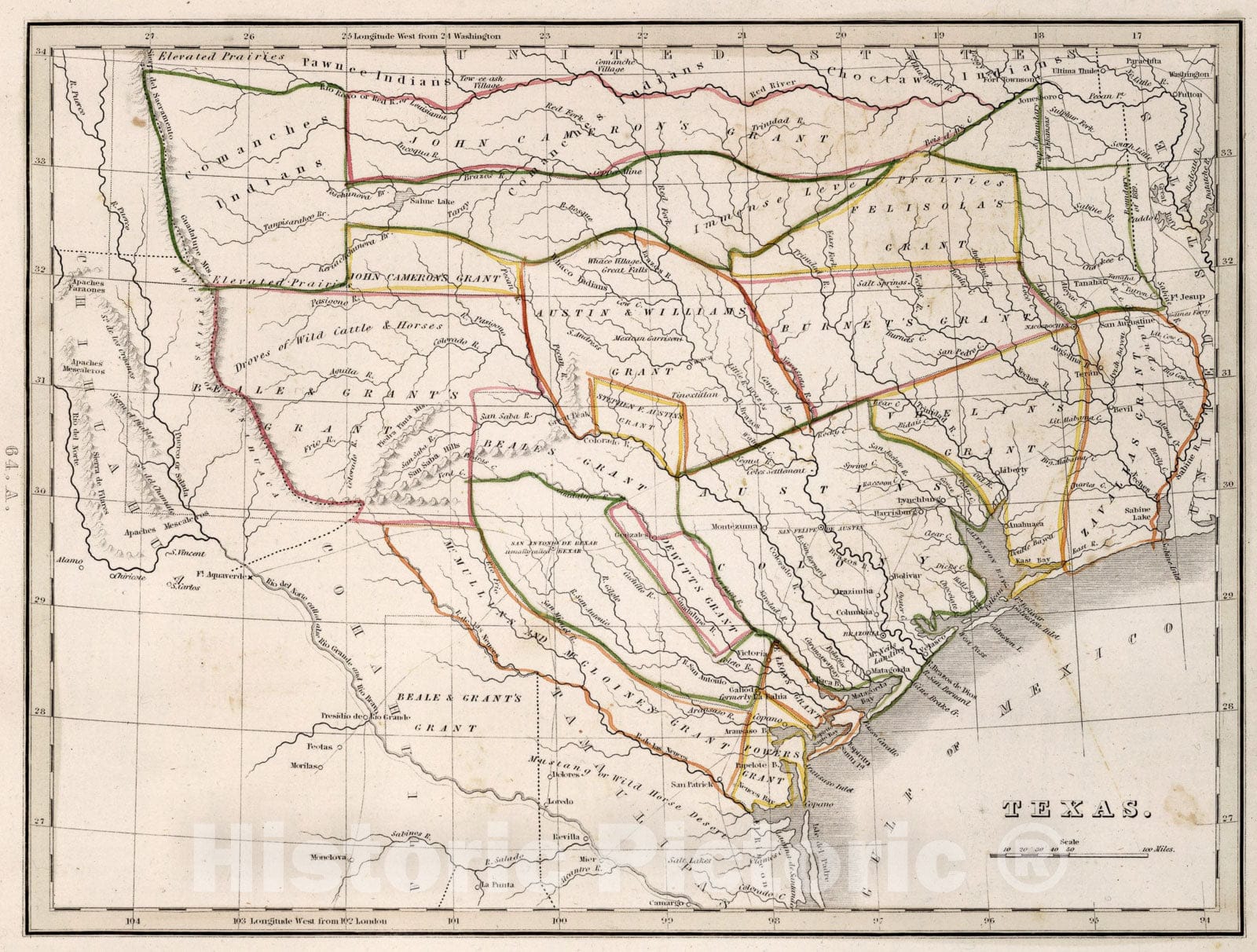 Historic Map : Texas, 1838, Vintage Wall Art