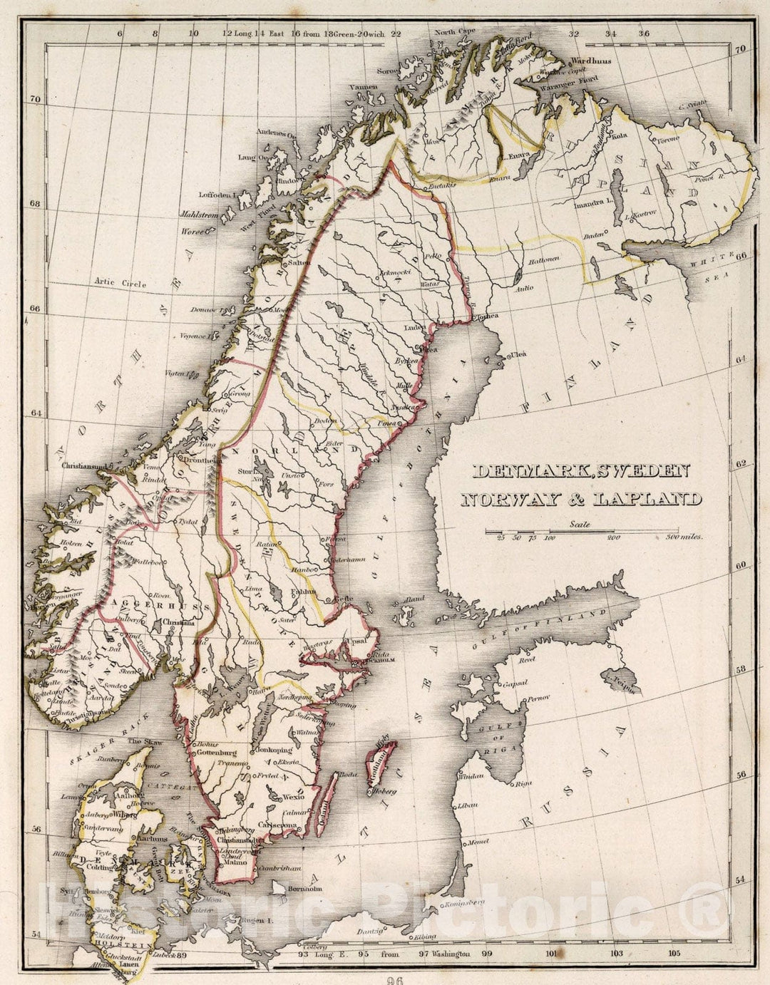 Historic Map : Sweden and Norway, 1838, Vintage Wall Art