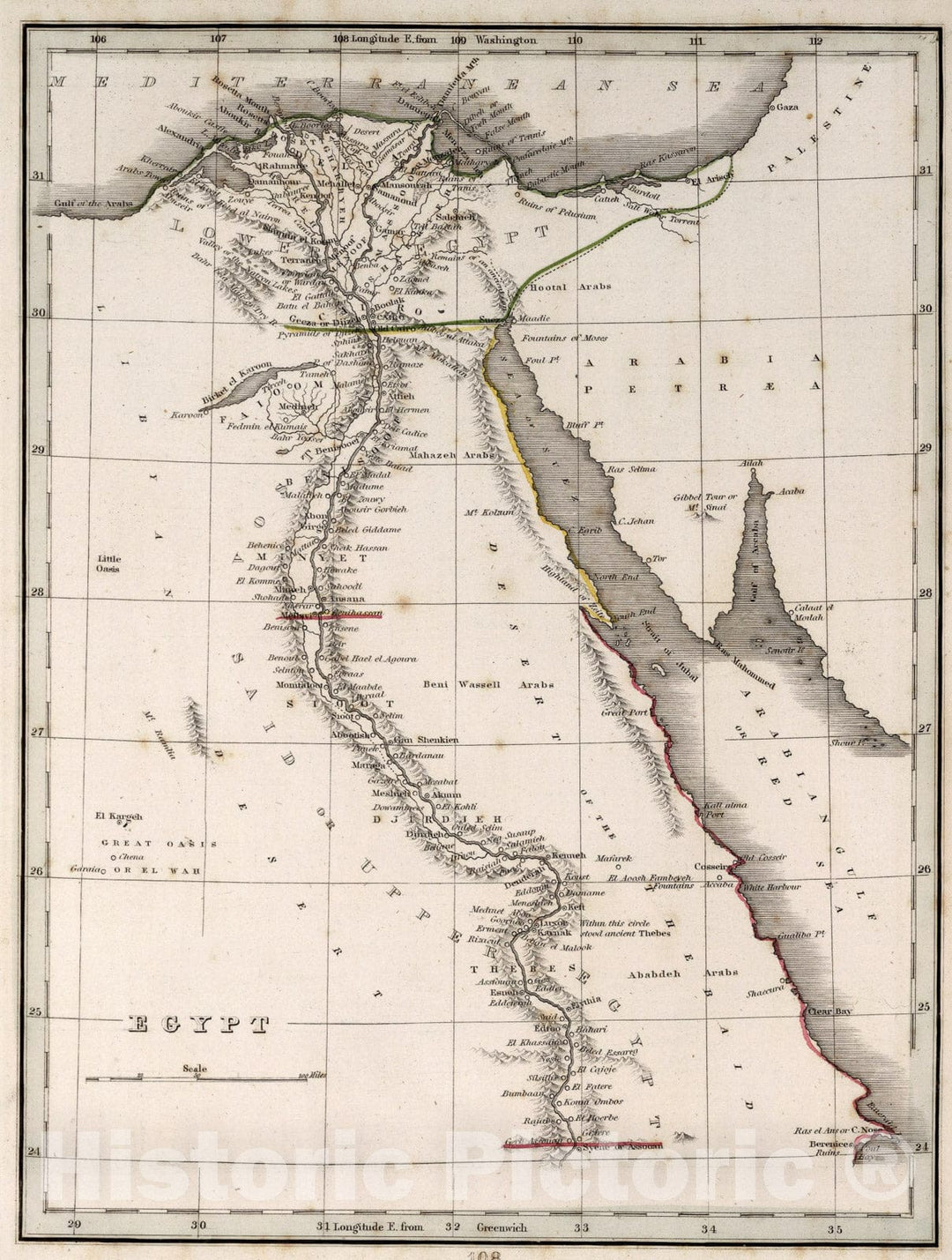 Historic Map : Egypt, 1838, Vintage Wall Art