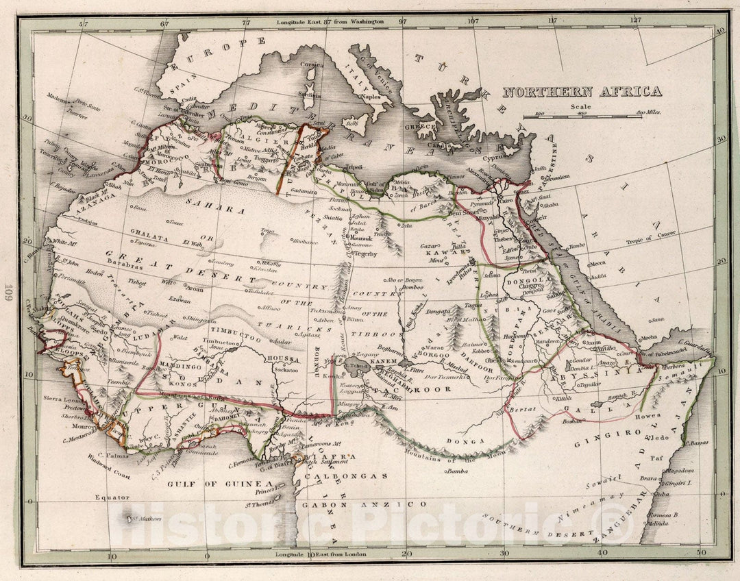 Historic Map : Northern Africa, 1838, Vintage Wall Art