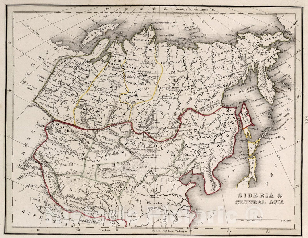 Historic Map : Siberia & Central Asia, 1838, Vintage Wall Art