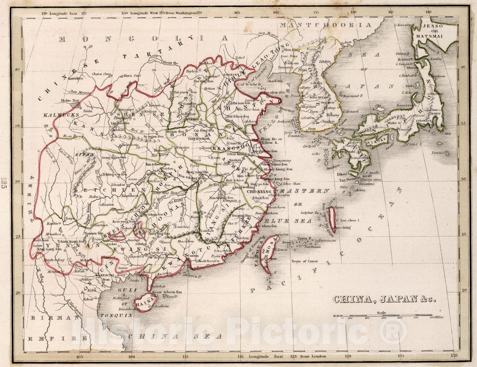 Historic Map : China, Japan &c., 1838, Vintage Wall Art