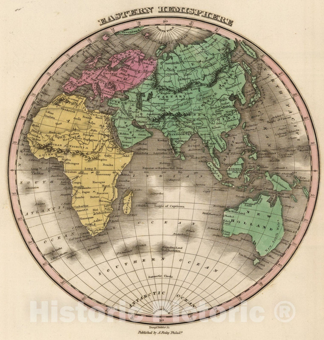 Historic Map : Eastern Hemisphere., 1824, Vintage Wall Art