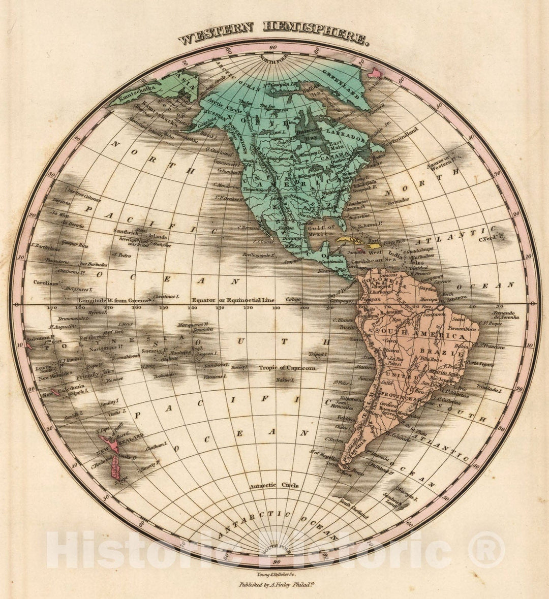 Historic Map : Western Hemisphere., 1824, Vintage Wall Art