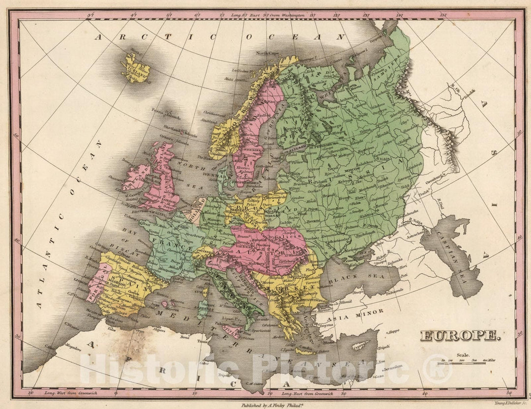 Historic Map : Europe., 1824, Vintage Wall Art