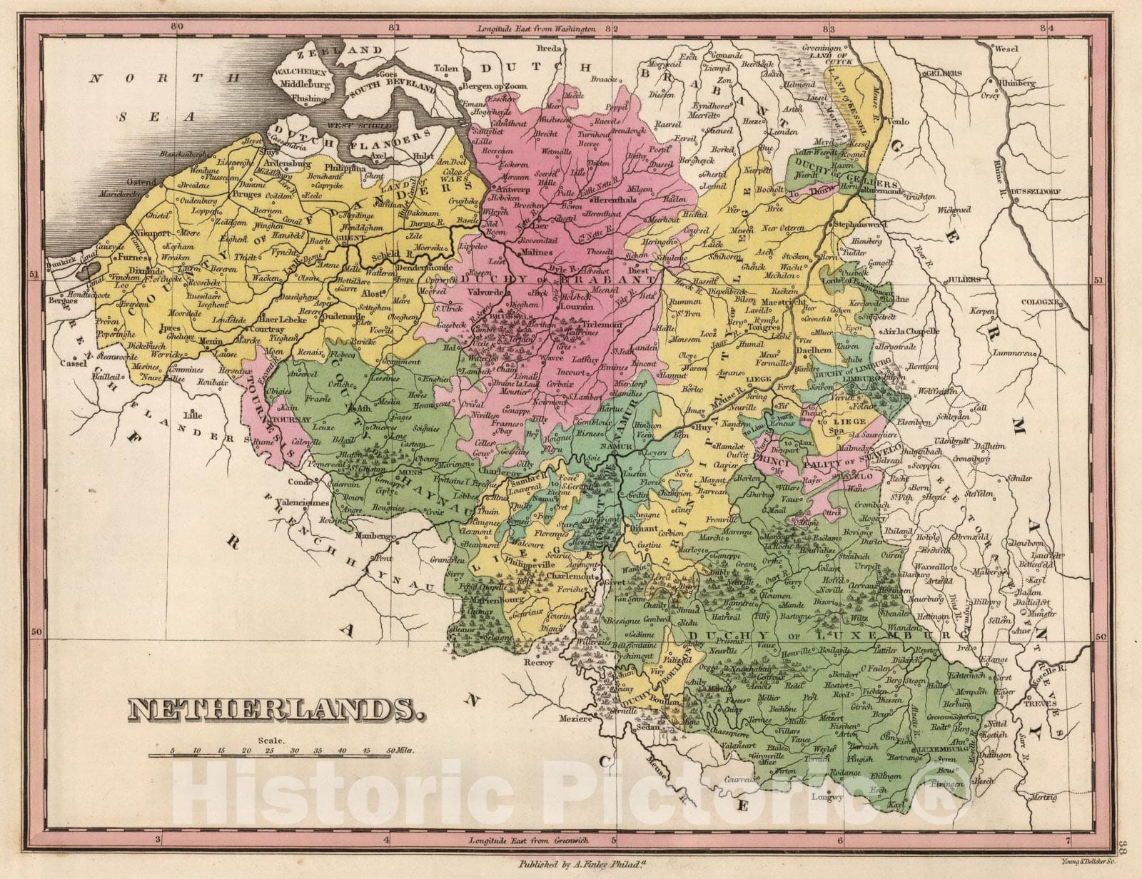 Historic Map : Netherlands., 1824, Vintage Wall Art