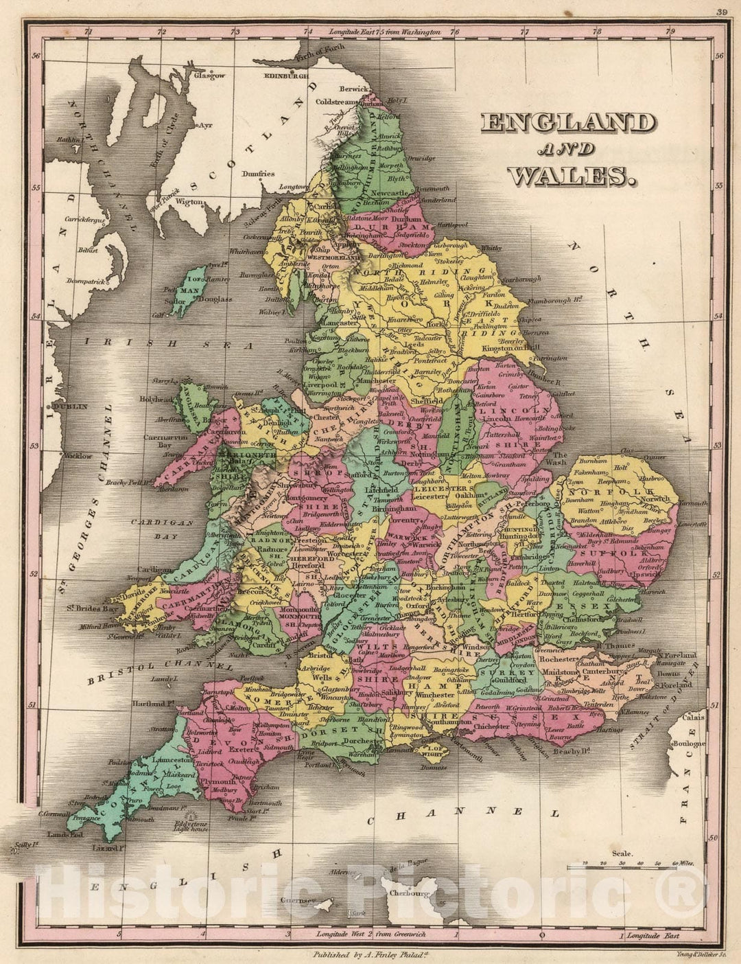 Historic Map : England and Wales., 1824, Vintage Wall Art