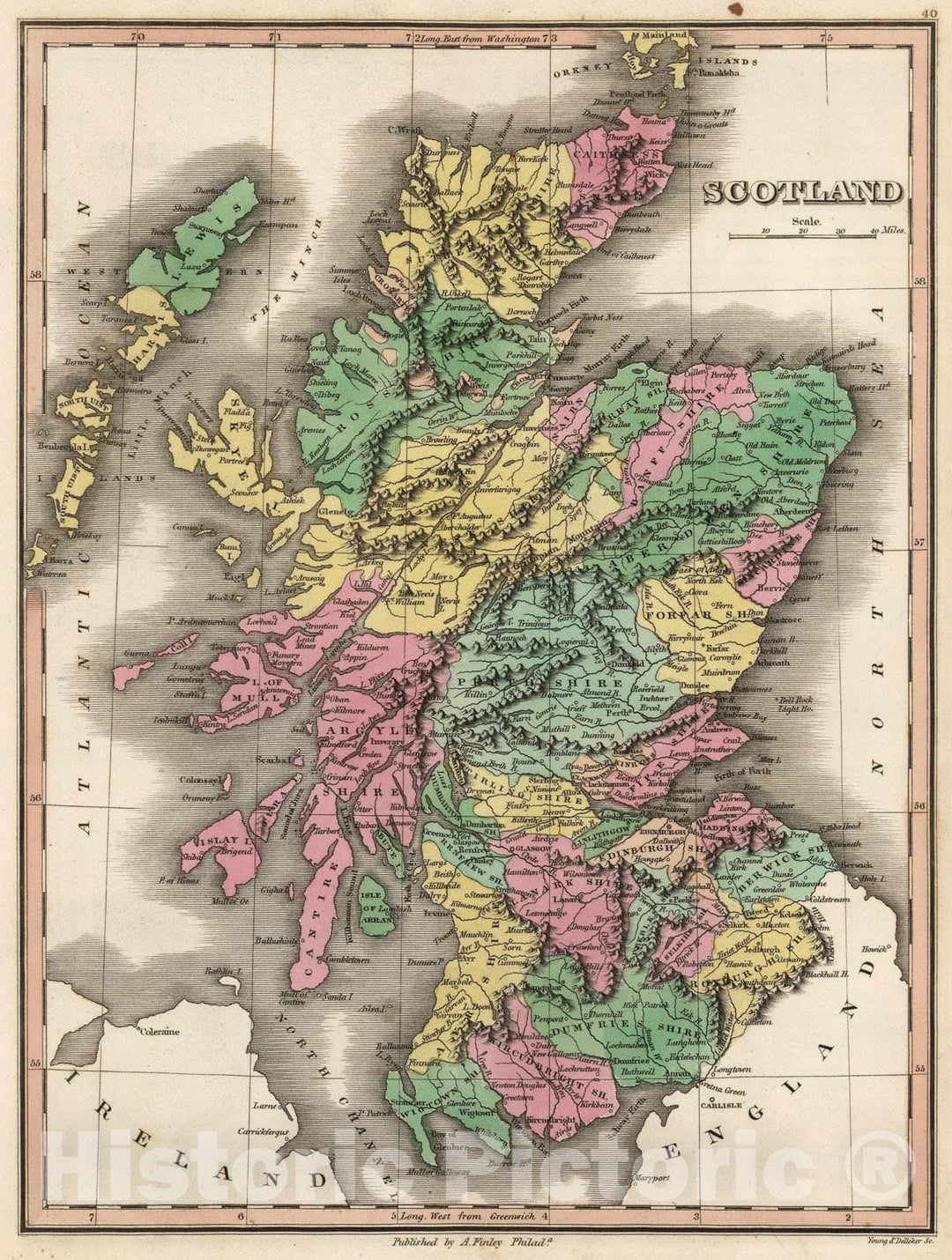 Historic Map : Scotland., 1824, Vintage Wall Art