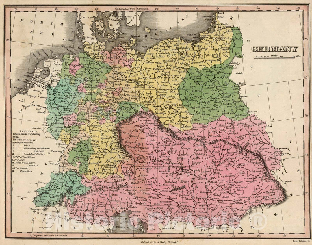 Historic Map : Germany., 1824, Vintage Wall Art